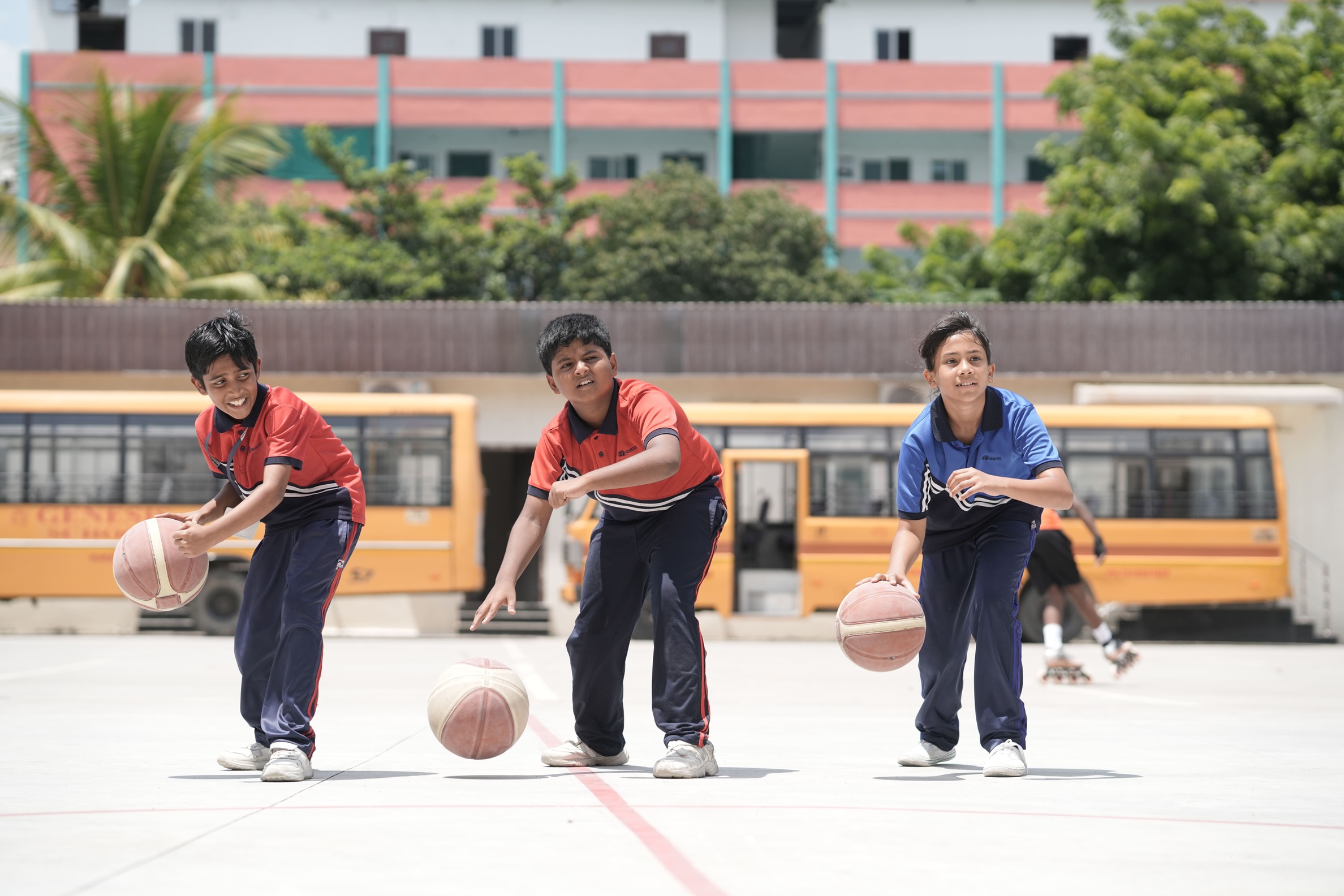 Students playing sports on campus